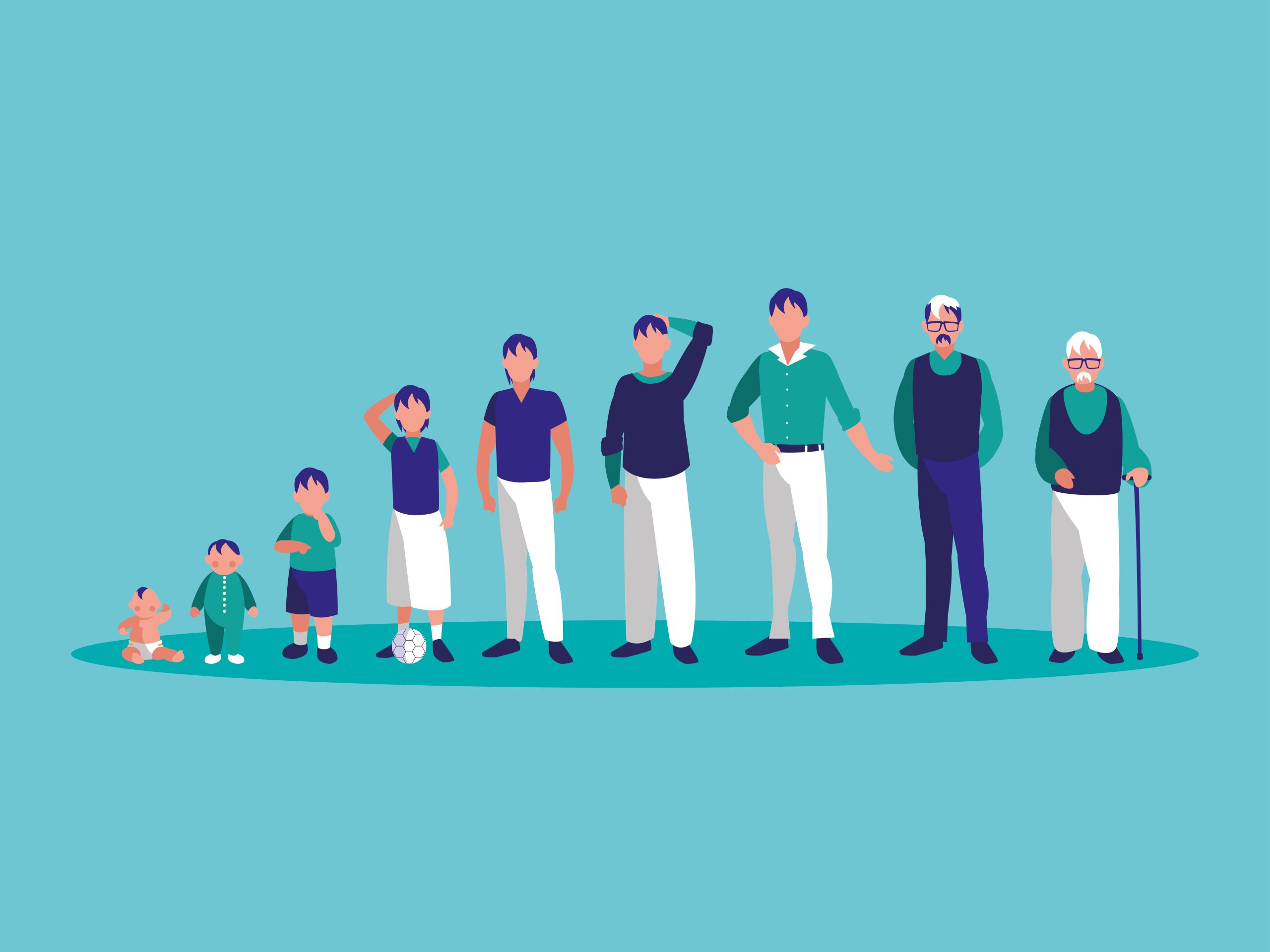 group of family members avatar character Illustration representing English course options for different age groups
